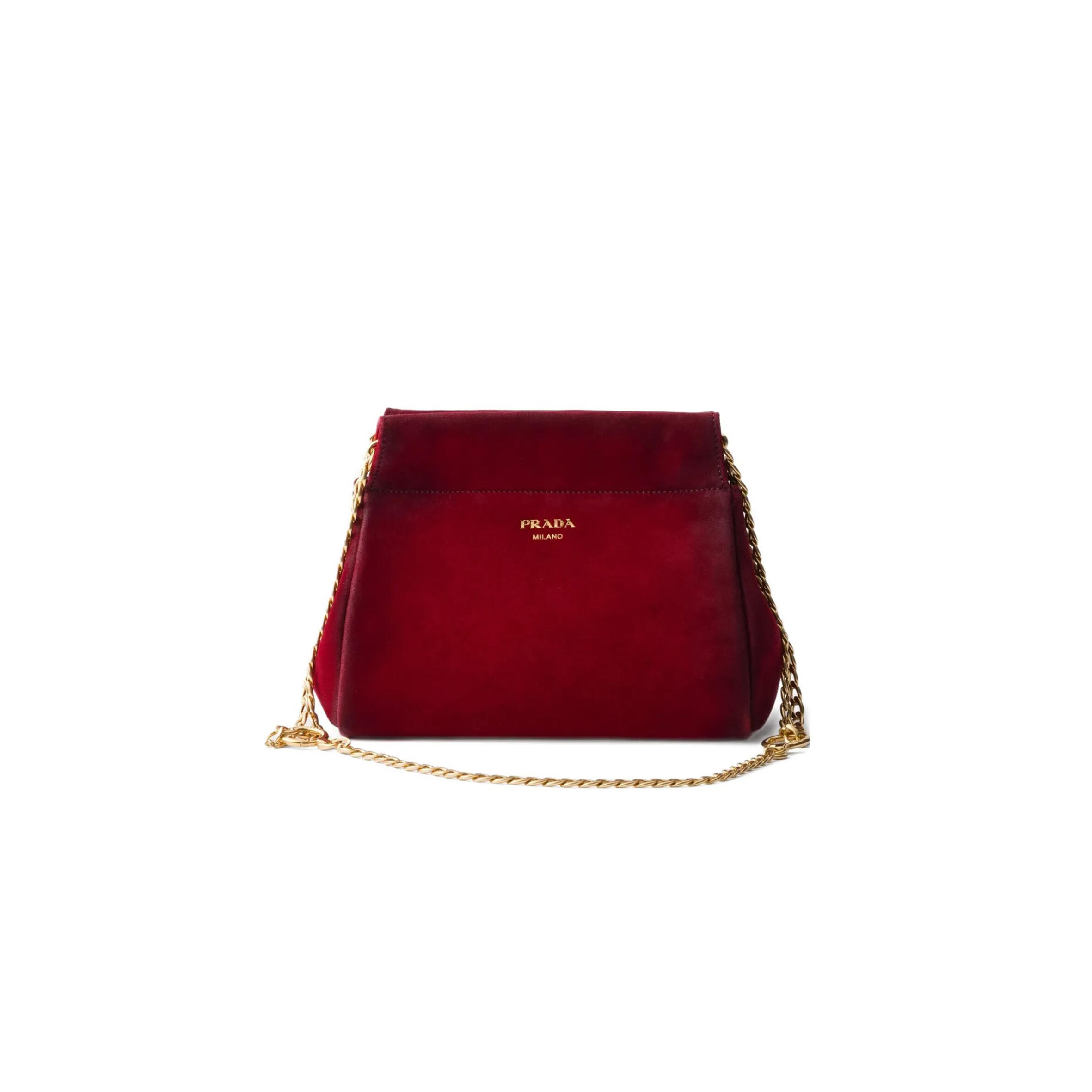 PRADA ENCHAÎNÉ MINI SUEDE BAG 1BC263 (22*18*11.5cm)